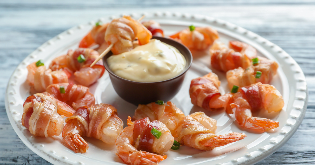 Bacon-Wrapped Shrimp with Gorgonzola Dipping Sauce (30 Minutes) Recipe