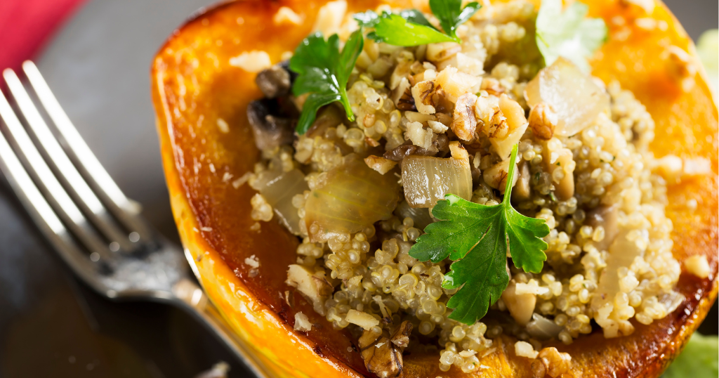 Mushroom And Quinoa Stuffed Acorn Squash 35 36 Minutes Recipe