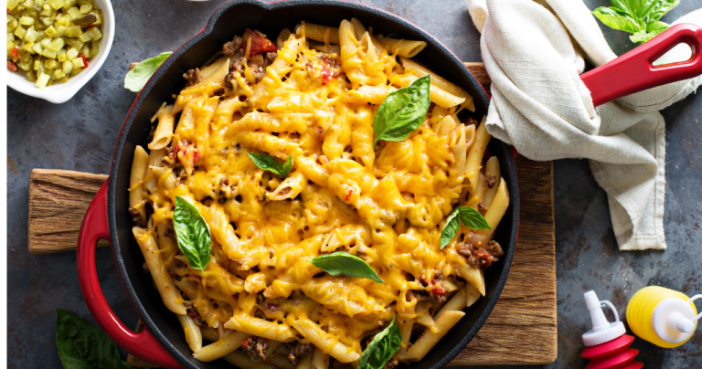 Cheesy Ground Beef Pasta Bake (40 Minutes) Recipe