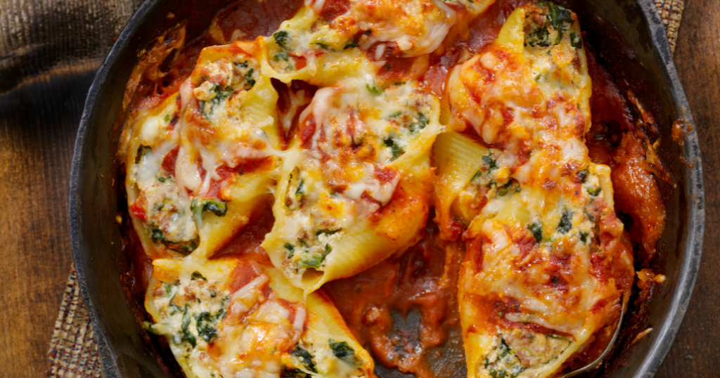 Ricotta, Spinach, and Ground Beef Stuffed Jumbo Shells (40 Minutes) Recipe